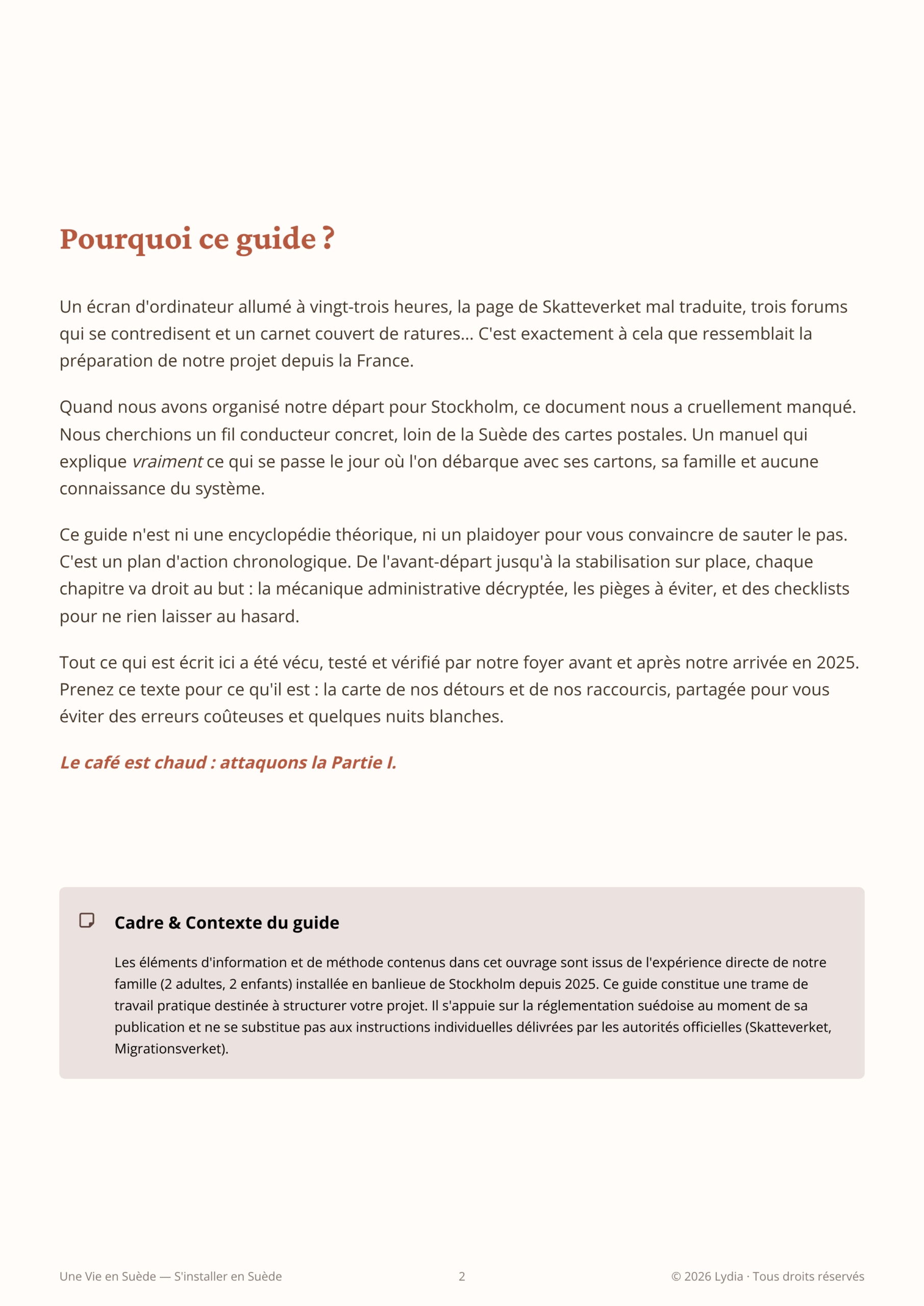 Page introductive expliquant la démarche et les conseils du guide